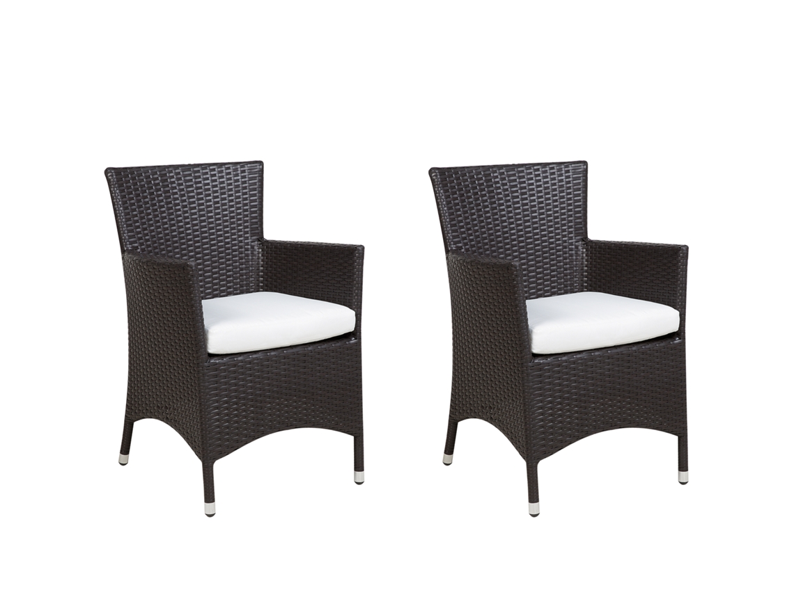 Conjunto de 2 sillas BELIANI Italy de Ratán sintético Marrón 52x52x86