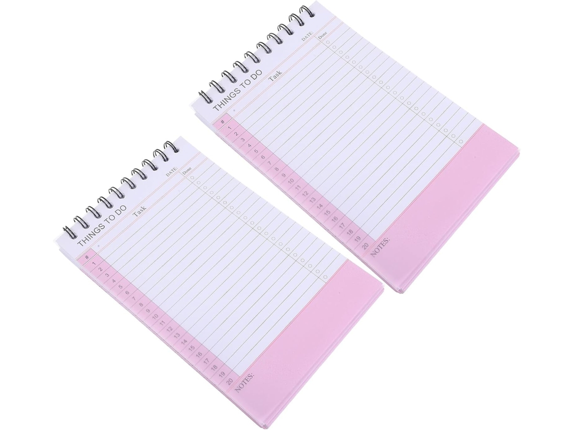 Juego de 2 agendas diarias sin fecha, cuadernos de espiral, 21 x 14 cm.