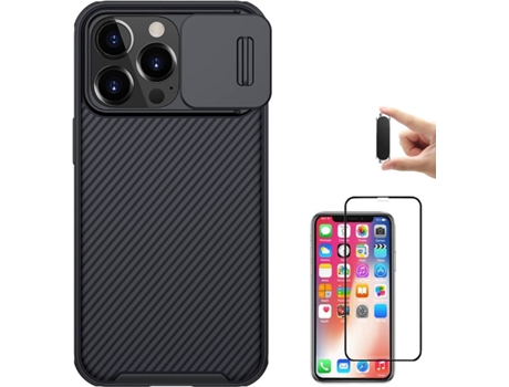 Carcasa + Protector + Soporte iPhone 13 Mini Nillkin Camshield Negro BD-HF