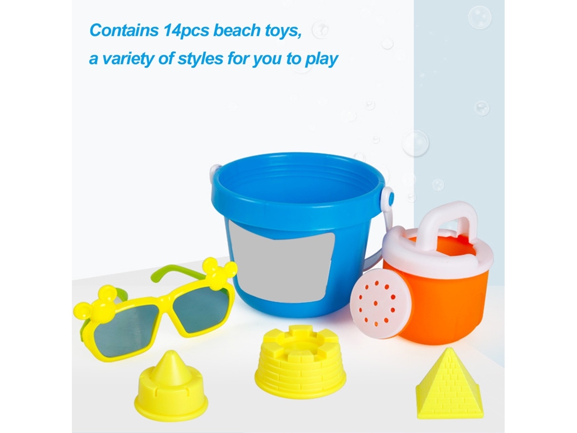 Juguetes De Arena Para La Playa Para Niños, Juego De 14 Piezas Con Portavasos Y Plantillas Para Niños, Niñas Y Bebés.