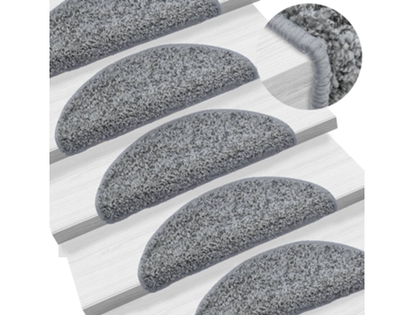 MAISON EXCLUSIVE - Alfombras de peldaños de escalera 15 uds gris 56x17x3 cm