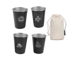 4 vasos de acero inoxidable de 350 ml para viajes o actividades al aire libre - Negro