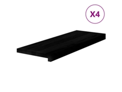 vidaXL Peldaños de escalera 4 uds madera maciza roble marrón oscuro
