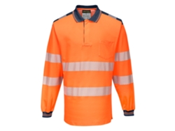 Polo de manga larga de alta visibilidad Portwest Pw3 / Azul marino y naranja / M