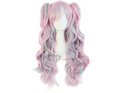 Perucas De Cabelo Ondulado Rosa E Verde-menta Com Rabo De Cavalo Duplo, Perfeitas Para Festas, Anime E Eventos De Fantasia.
