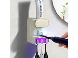 Dispensador automático de pasta de dientes Aeuzwr, de pared, 3 compartimentos, manos libres (beige)