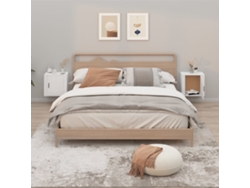 Mesitas de Noche Pared 2 Pzs 50X30X47 Cm Blanco Brillante