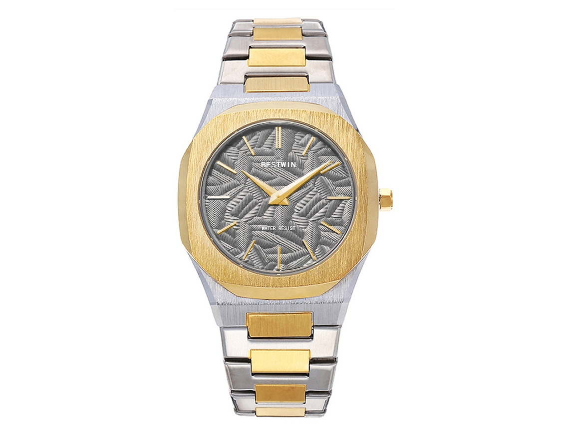 Reloj De Cuarzo Para Hombre (gris) Con Hojas En Relieve.