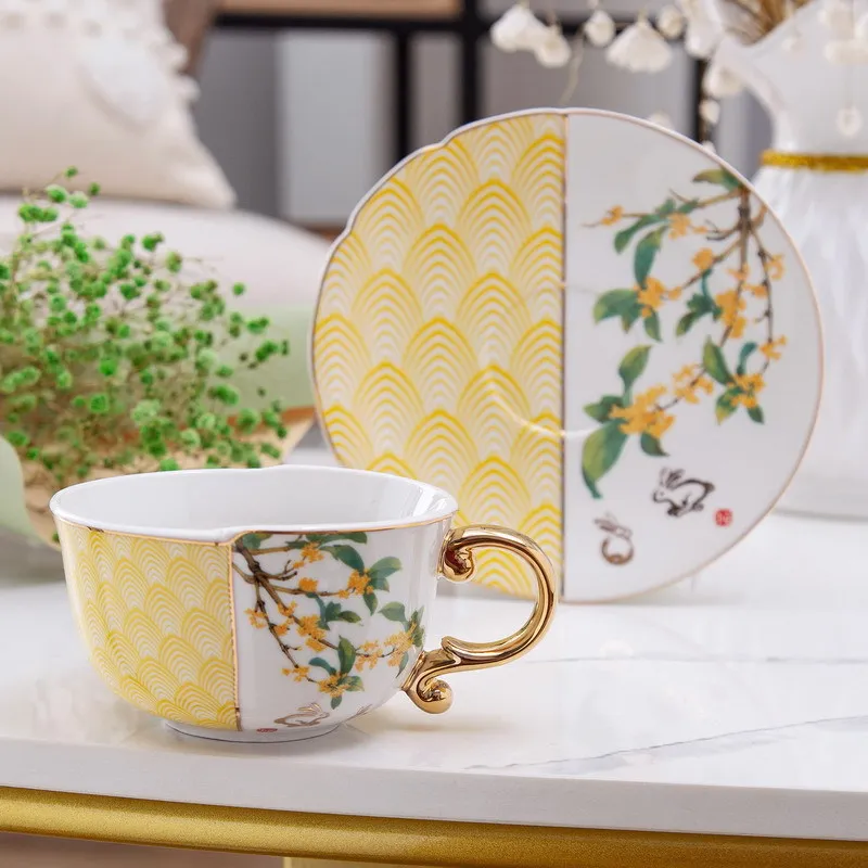 (estilo G, 270 Ml) Taza De Café De Cerámica De Lujo Europea Con Borde Dorado, Taza De Oficina Retro