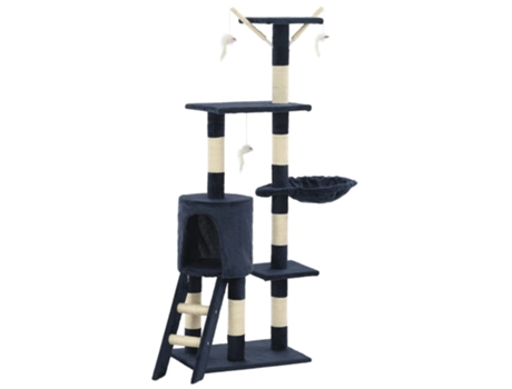 vidaXL Rascador para gatos con poste de sisal 138 cm azul oscuro