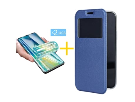 Pack 2 X Película de Vidrio Templado Hidrogel Funda GANDY por Samsung Galaxy A41 Flip Cover GANDY Azul GANDY