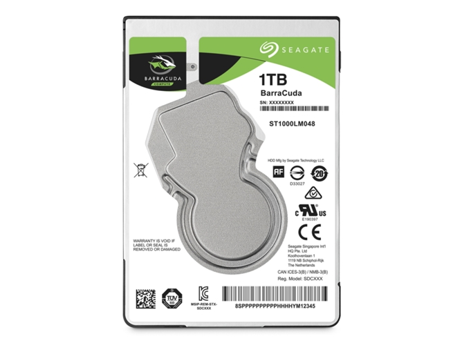 Disco HDD Interno SEAGATE BarraCuda 2.5" (1 TB - SATA - 5400 RPM)