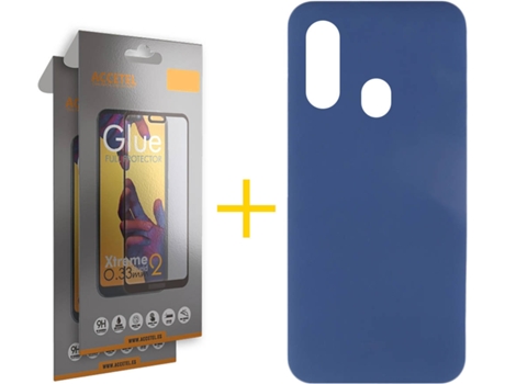 Carcasa + 2 Protectores de Pantalla Samsung A20e ACCETEL Full Azul