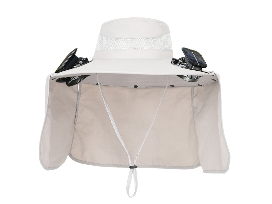 Chapéu Solar Chrui Com Ventilador Duplo E Proteção Upf 50+ (cinza Claro)