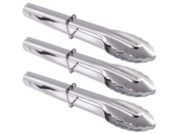 Pinzas de servir Rebe-Mini de acero inoxidable para alimentos, ensaladas, cocina y barbacoa, juego de 3 piezas de Linjou