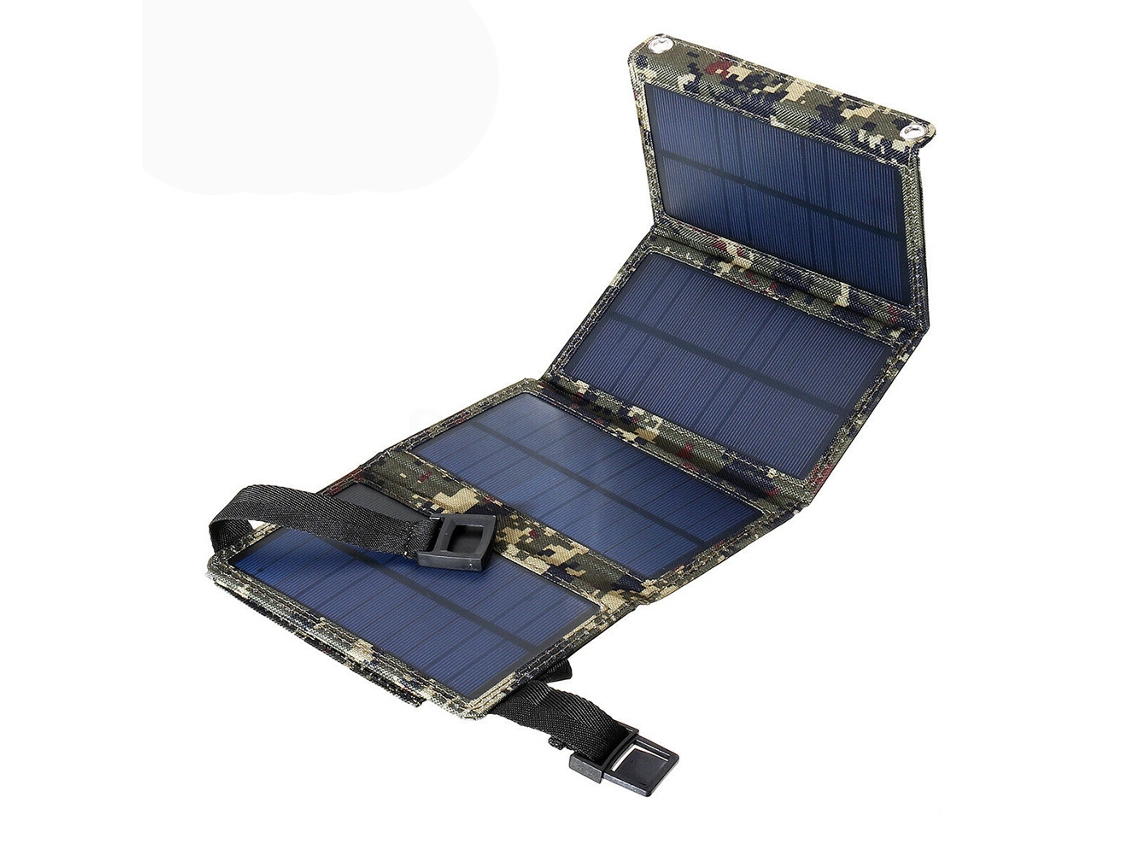 Cargador Solar Usb Plegable E Impermeable De 20 W Y 5 V Para Senderismo (camuflaje)