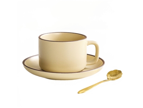 Taza XGF Conjunto retro de la taza de cerámica, taza de café, taza de leche, cuchara con platillo.TEA TEA FRUSTED CUP SET HOME COMPRANTE DE LA BARR...