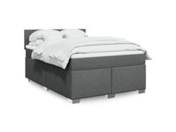 Cama box spring con colchón tela gris oscuro 140x200 cm