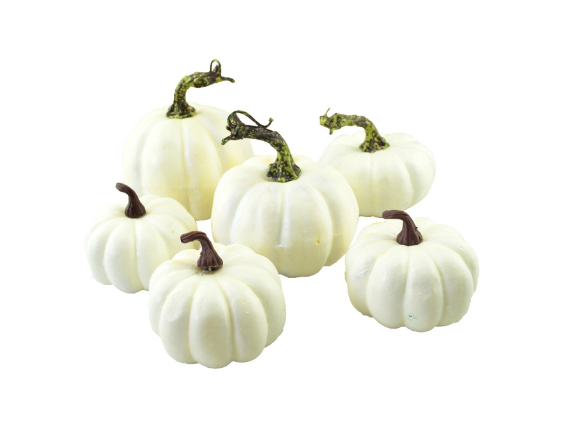 Calabazas Artificiales De Espuma Blanca Simuladas Para Decoración De Halloween