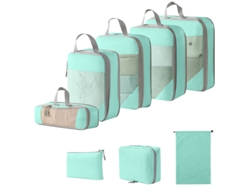 Conjunto De Bolsas Organizadoras Para Malas, Com Bolsa Digital E Nécessaire, Pacote Com 8 Chrui (azul Lago)