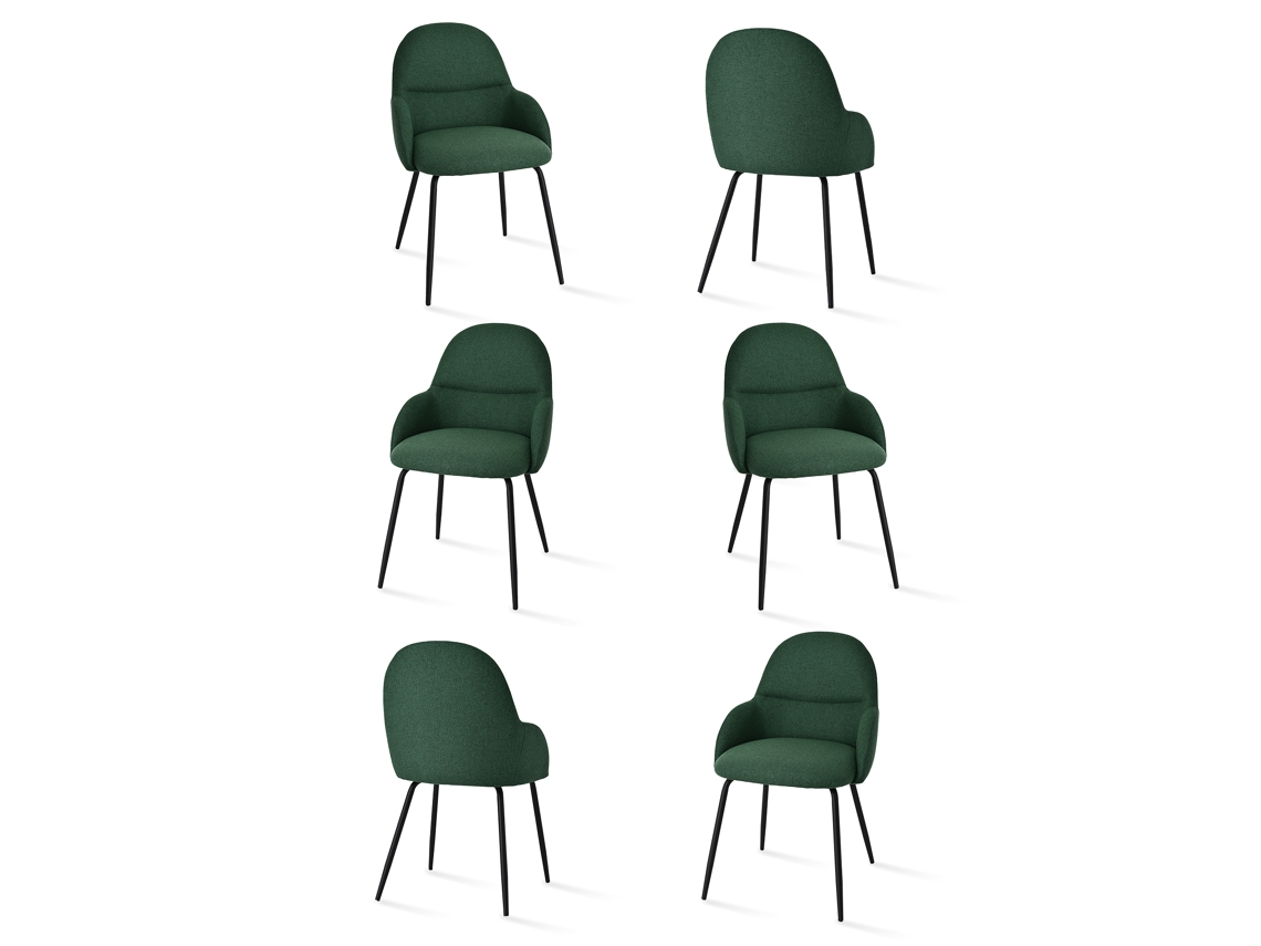 Sillas De Comedor Goeurvant 1438(pack De 6, Verde, Tela)