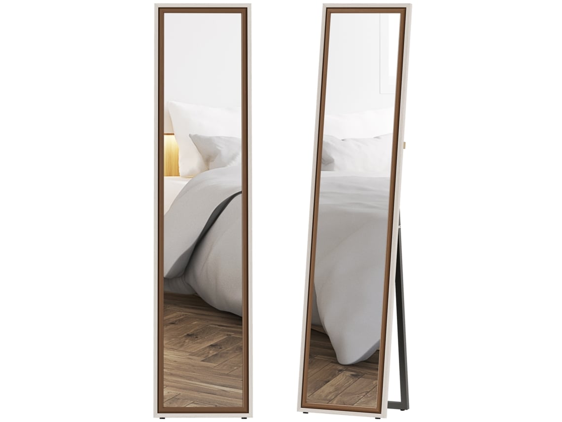 Espelho Corpo Inteiro 157x37cm Moldura Bicolor Branco Marrom