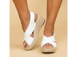 Sandalias De Esparto De Verano Para Mujer Con Tacón Medio Y Tira En El Tobillo - Ytg