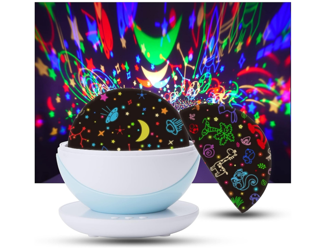 Proyector de estrellas Luz nocturna para niños Lámpara de proyección para bebés Luz nocturna de proyección de cielo estrellado giratoria de 360 ​​​​° Luz cambiante de 8 colores CHRONUS
