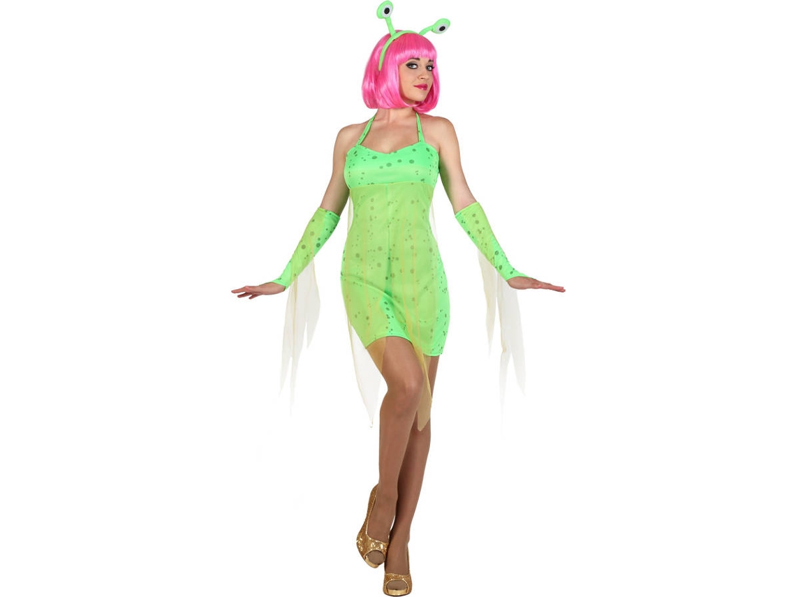La selva amazónica doblado Recuerdo Disfraz de Mujer DISFRAZZES Alien Verde Con Diadema (Talla: S - 34/38)