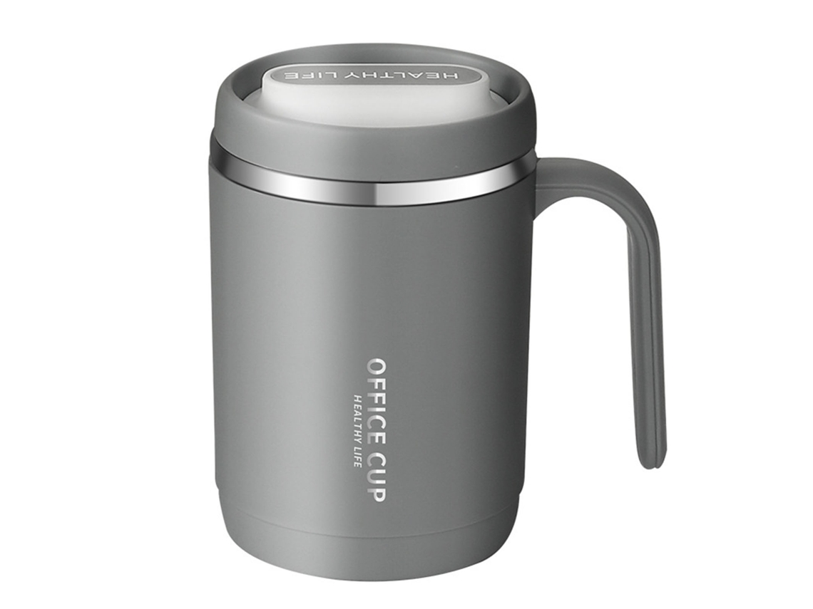 Vaso De Acero Inoxidable 304 Con Tapa Y Asa, Gran Capacidad, Para Oficina Y Exteriores, Color Gris.