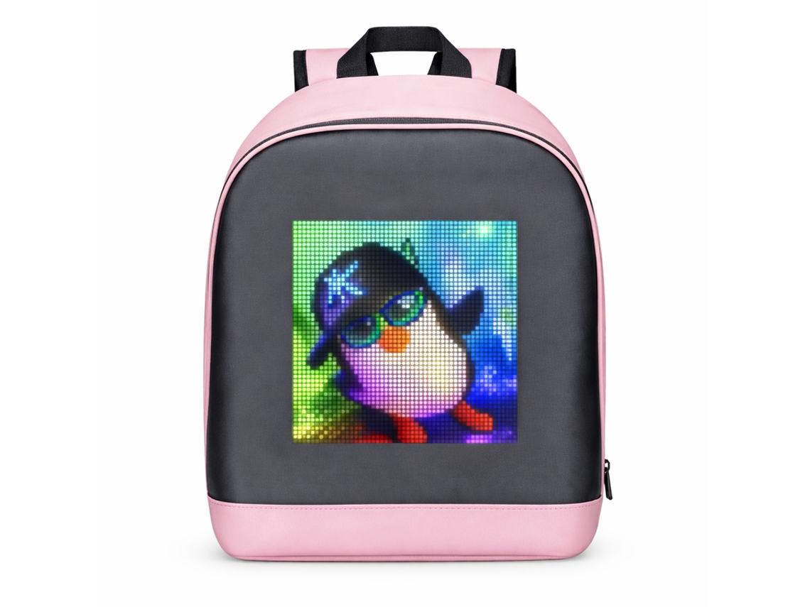 Mochila Com Ecrã Led Programável Com Painel Luminoso Personalizável Skyhe B301 Rosa
