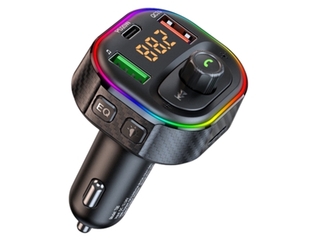 Transmisor FM inalámbrico Bluetooth Reproductor de MP3 para coche PETHUEL 3.1A Usb Tipo-C Cargador Rápido CZ-240225-33 Negro
