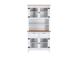 Vitrina 2 Cajones Y 4 Puertas De Pino Blanco 100x90x40 cm VENPRODIN