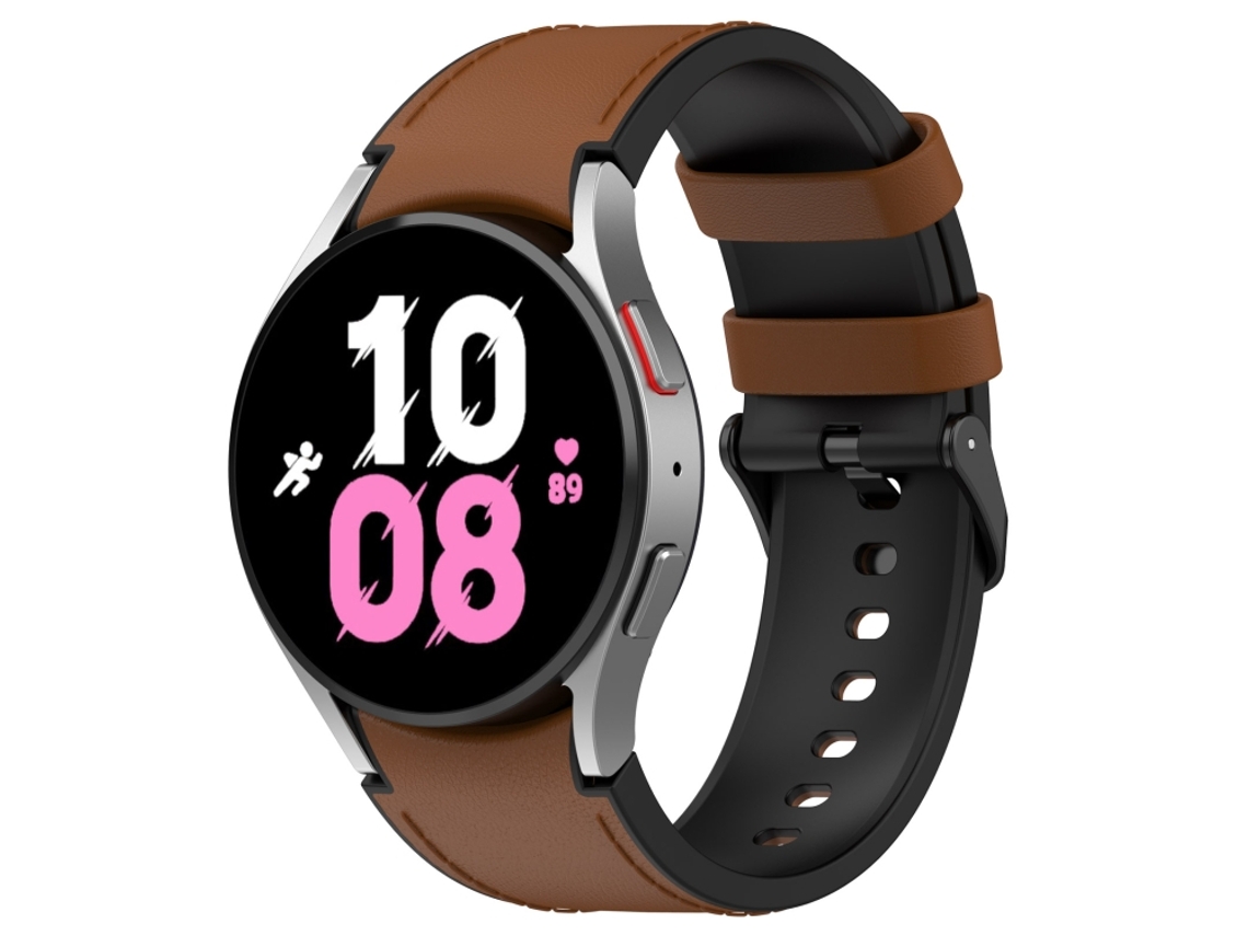 Correa de silicona y cuero negra para Samsung Galaxy Watch 5 con hebilla CSYY (40 mm/44 mm)