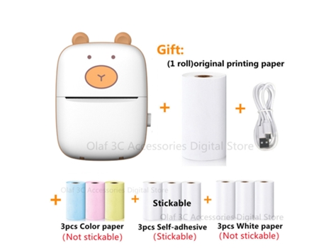 Mini impresora de etiquetas de gatos y osos, impresora térmica portátil de 200Dpi, impresión sin tinta, pegatinas de 57Mm para Ios y Android HHZ
