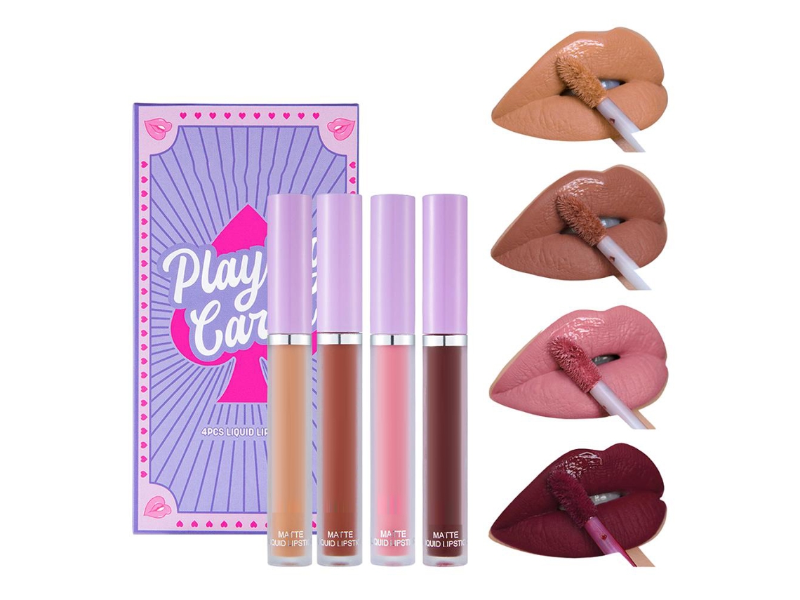 Set De 4 Brillos Labiales Líquidos Mate Con Hidratación.