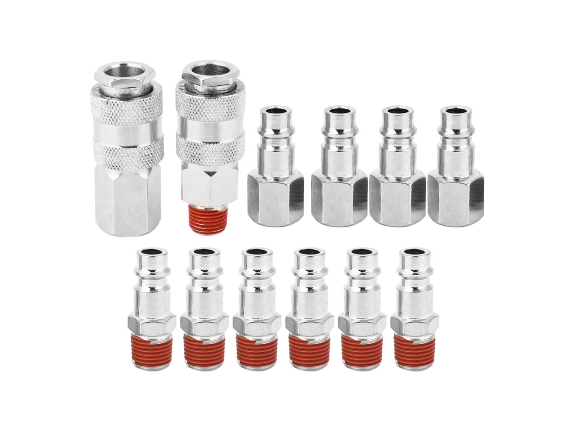 2026velora-12 Piezas Conector rápido para manguera de aire BSP 1/4 de pulgada Conector neumático macho y hembra