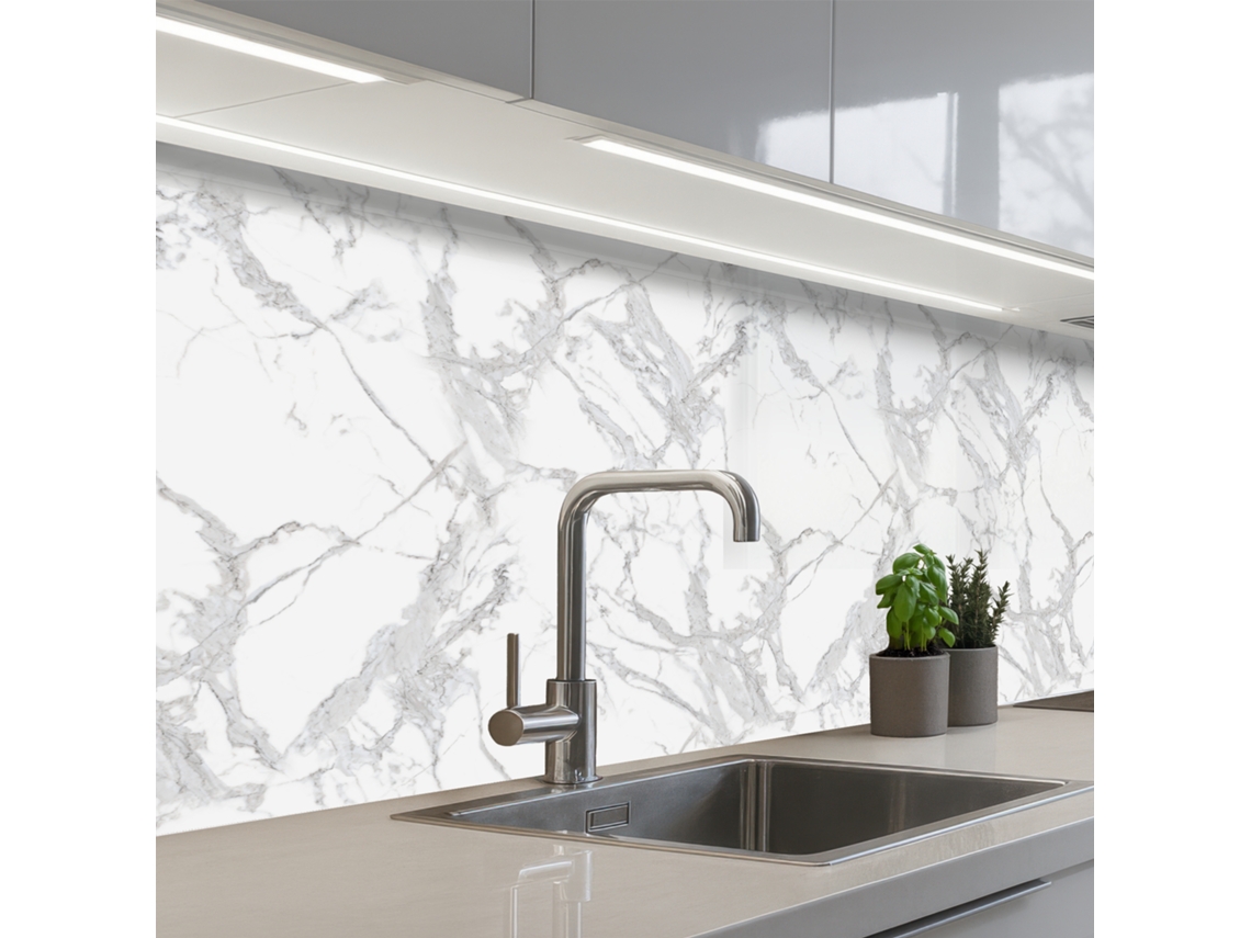 Salpicaderos De Cocina Mármol - Puro - Gris - Vetas 250x80 Cm