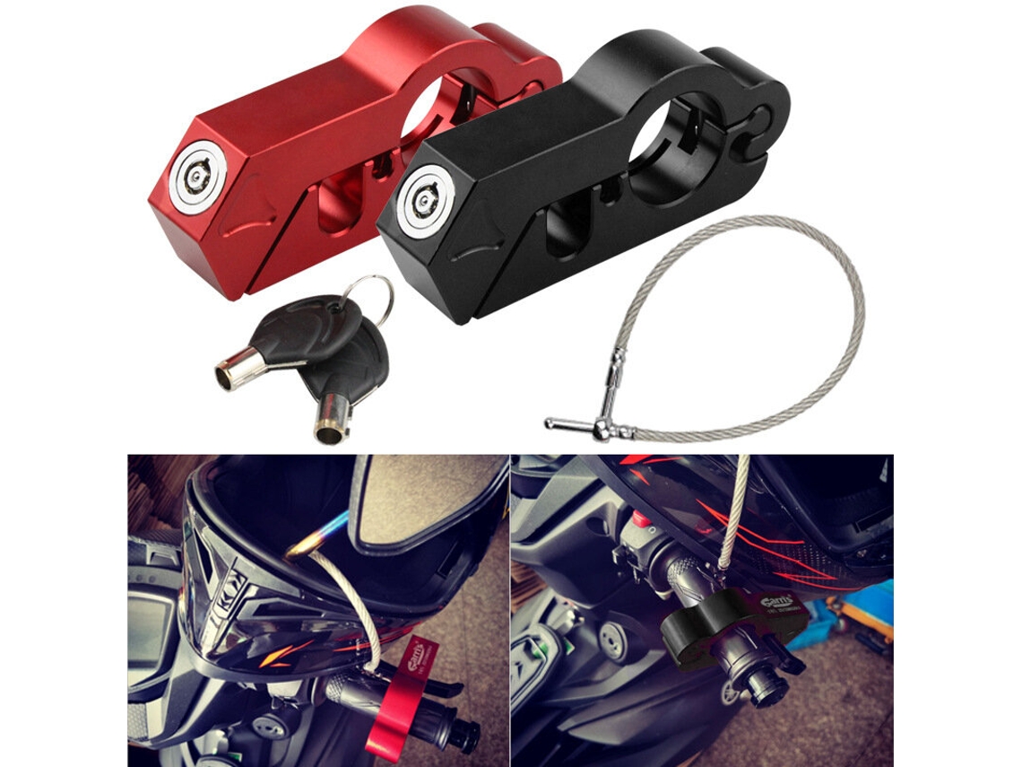 Redxanes Candado Casco Manillar Motocicleta Aleación Aluminio Antirrobo Cable Acero Inoxidable Bloqueo Seguridad Palanca Freno Scooters Calle