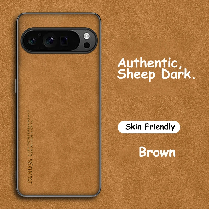 (marrón, Google Pixel 9 Pro) Funda De Lujo De Piel Sintética Pu De Color Sólido Antideslizante, Carcasa Protectora Mate Suave A Prueba De Caídas