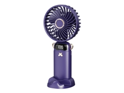 Ventilador portátil Digitallab plegable a 90°, 5 velocidades, pantalla digital y soporte, ultrasilencioso (morado)