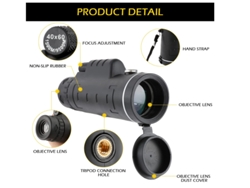 Telescopio monocular 40x60, HD, de alta potencia, resistente al agua, negro Bestvite