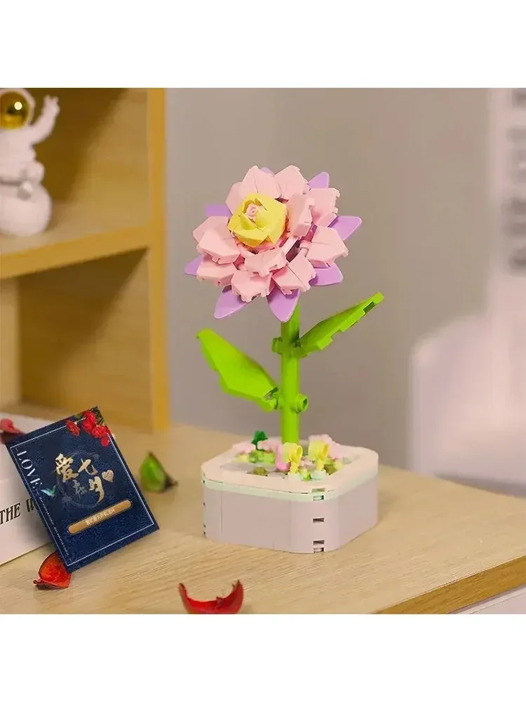 (161 Piezas) Juego De Bloques De Construcción Diy Para Armar Un Ramo De Flores Rosas (161 Piezas)