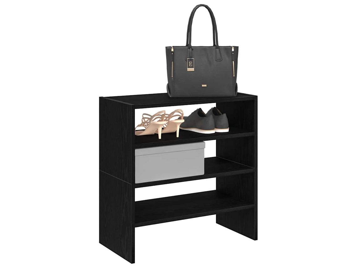 2 Uds Zapatero | Armario Zapateros Apilables Roble Negro 60x30x30,5 Cm