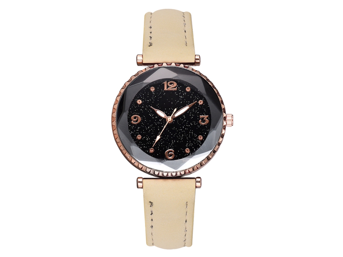 Reloj De Pulsera De Cuarzo Delgado Para Mujer Con Correa De Pu Sencilla Y Elegante (beige)