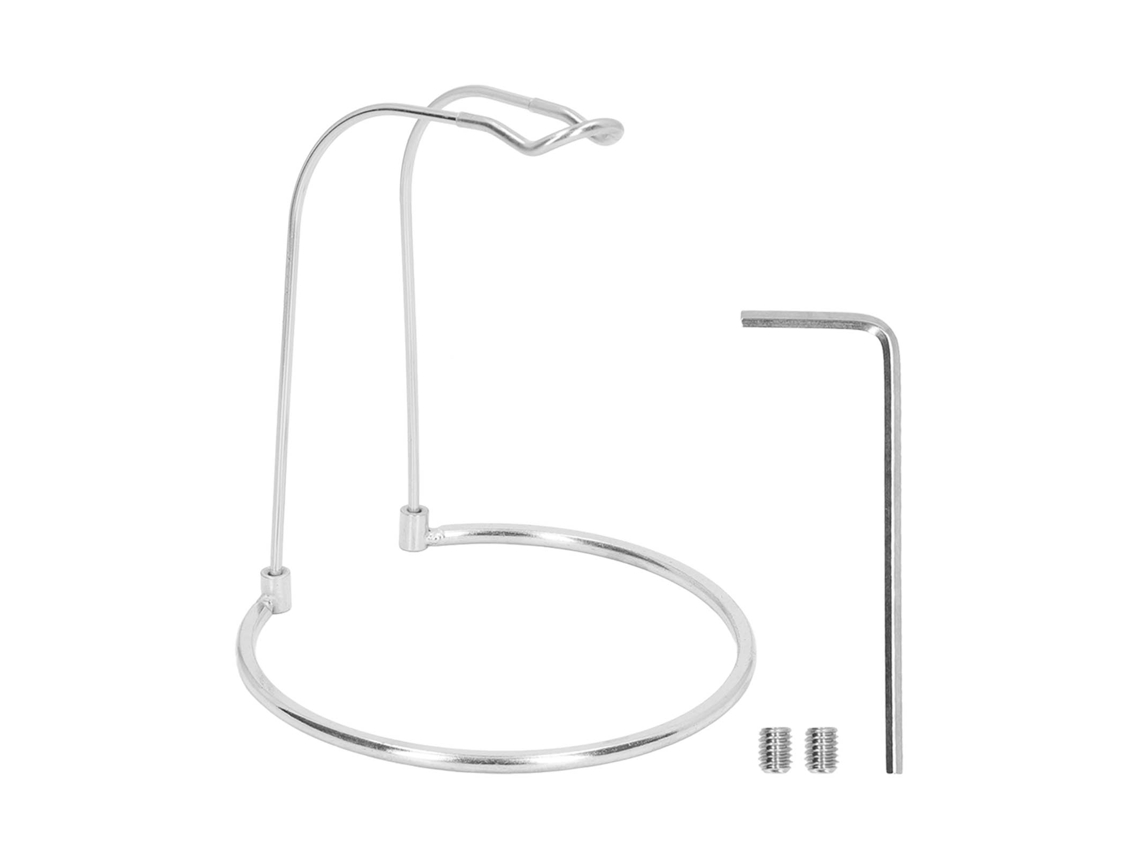 Soporte Ligero Y Plegable De Acero Inoxidable Para Carretes De Pesca Giratorios, Con Base Redonda Y Estructura Plateada En Forma De U.