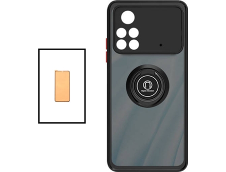 Kit Carcasa Anti Choque Camera Protection + Cristal Templado CeramicGlass para Xiaomi Poco X4 Pro 5G PHONECARE Negro