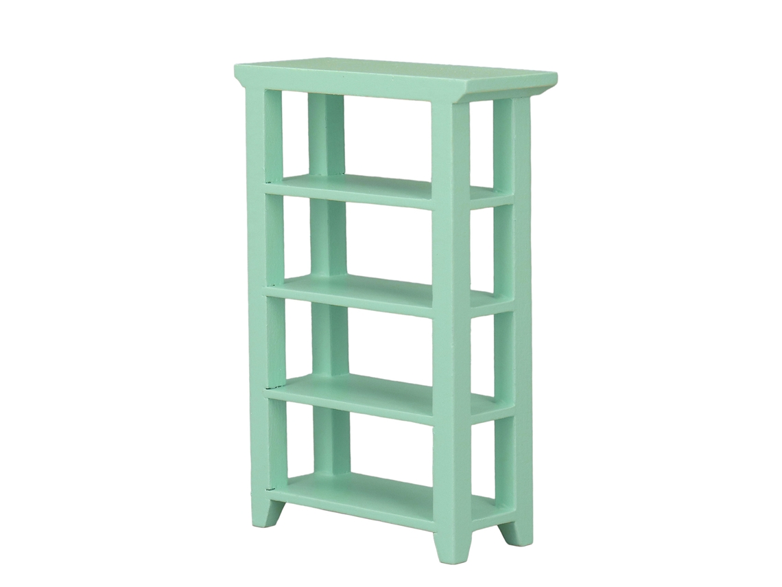 Ats-estante De Flores Para Casita De Muñecas 4 Capas De Madera 1:12 Escala, Mueble Decorativo Verde