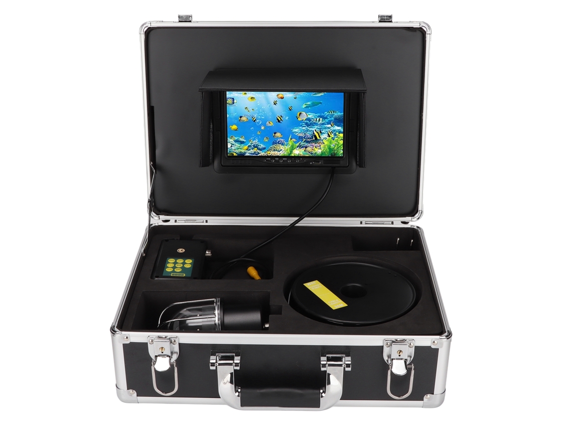 Cámara de pesca subacuática de 7 pulgadas con certificación IP68 y visión de 360°, equipada con 20 LED.