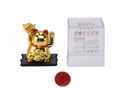 Amuleto del Gato de la Suerte con Brazo Móvil, Solar, para Bienvenida y Fortuna, Adorno Dorado, Gato Chino Feliz